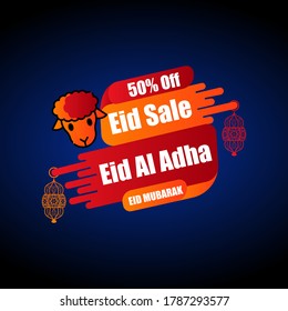 Eid al Adha or Fitr Mubarak sale offer banner design with abstract mandala with pattern ornament element. Horizontal promotion pos. Karim, marketing