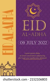 Eid al adha or fitr mubarak islamic greeting card design. abstract background Vector illustration