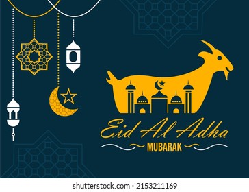 Eid al adha flat design illustration banner. Easy to edit with vector file. Can use for your creative content. Especially about eid al adha design celebration.