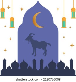 Eid Al Adha goat illustration for eid Mubarak Celebration Background