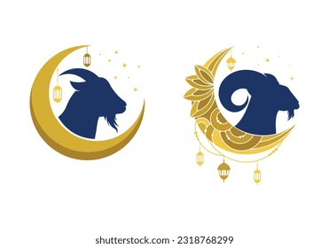 Eid al adha with goat illustration design