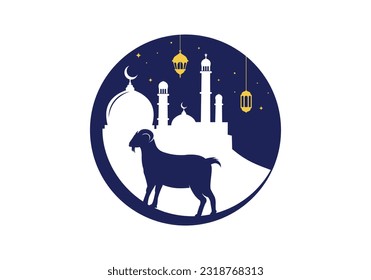 Eid al adha with goat illustration design