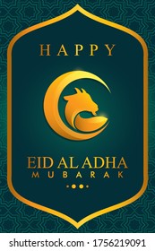 Eid al adha goat and moon vector design