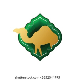 Eid al adha gradient icon infographic with gold camel shape design