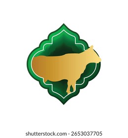 Infografía del icono del gradiente de Eid al adha con diseño de forma de vaca dorada