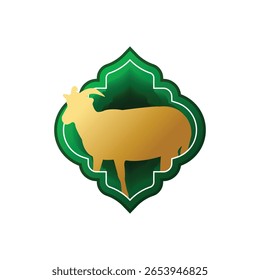 Infografía del icono del gradiente de Eid al adha con diseño de forma de cabra dorada
