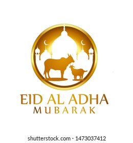 Eid Al Adha Mubarak Animal Mosque Stock Vector (Royalty Free) 1456994165