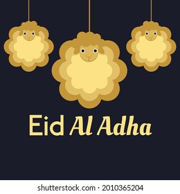 Eid Al Adha Greeting card, banner, poster on dark background. Vector illustration