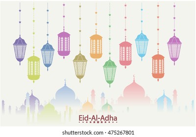 Eid al adha greeting card or background. vector illustration.