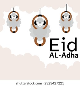 Eid Al Adha greeting concept and white background. Vector illustration