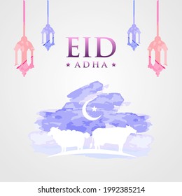 Eid Al Adha Greeting Watercolor Design