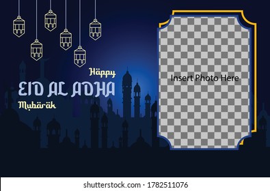 Eid al adha greetings card can insert your own photo here good for social media platform or banner with high quality.