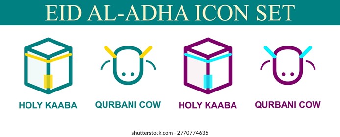 Eid al adha icon set islamic holiday graphics for celebrations and religious observances