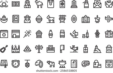 Eid al adha icons High-Quality Vector Icons Collection with Editable Stroke. Ideal for Professional and Creative Projects.