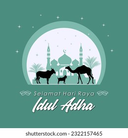 Eid Al Adha or Idul Adha Greeting Card Template Design. Square Design for Banner, Social Media Post, BAckground. Vector Illustration