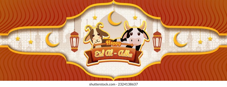 Eid Al Adha Illustration with Goat suitable for greeting cards Premium vector  
