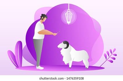 Eid Al Adha Illustration Vector in Flat Style with Gradient Color