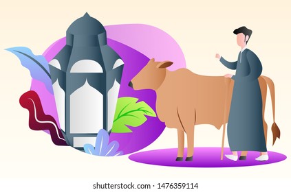Eid Al Adha Illustration Vector in Flat Style with Gradient Color