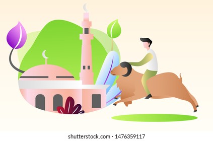 Eid Al Adha Illustration Vector in Flat Style with Gradient Color