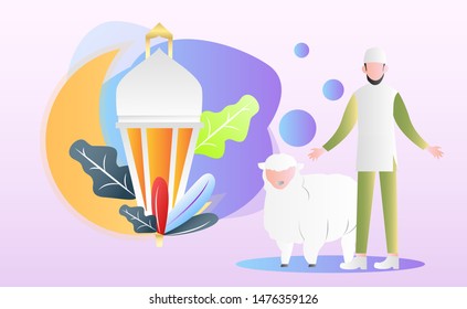Eid Al Adha Illustration Vector in Flat Style with Gradient Color