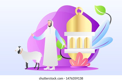 Eid Al Adha Illustration Vector in Flat Style with Gradient Color