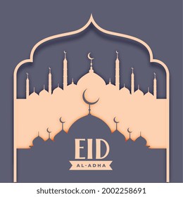 eid al adha islamic card with mosque design