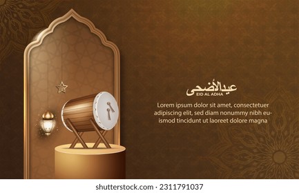 Eid al adha islamic Grußkarte mit isamischer Trommel , Poster, Bannerdesign, Vektorgrafik 