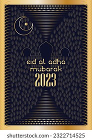 Eid Al Adha Islamic Premium Design with Place For Text. Just Download and Write your Text. Premium vector File With Golden Leaf, Golden Design, Pattern, Muslim Design, Crescent Moon Design. 