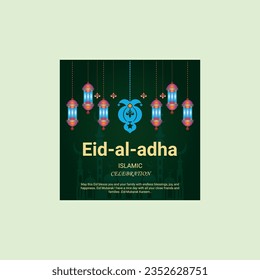 eid al adha islamic social media vector design, eid al adha template design.