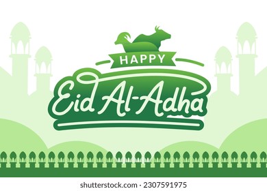 Eid al adha islamic typography and illustration