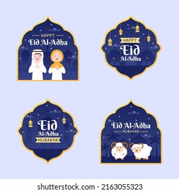 Eid al Adha Label Template Flat Design Illustration Editable of Square Background Suitable for Social Media or Greeting Card