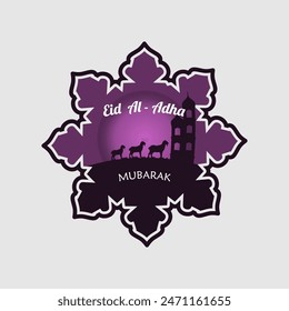 Ilustración gráfica del Vector del logotipo de Eid al adha en el fondo