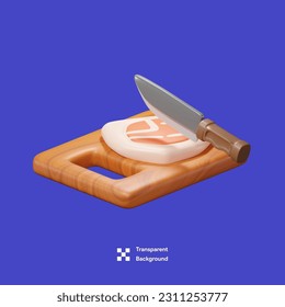 Eid Al Adha, Meat Cutting 3D Icon illustration