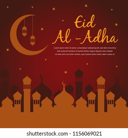 Eid Al Adha with Mosque Background Design Vector