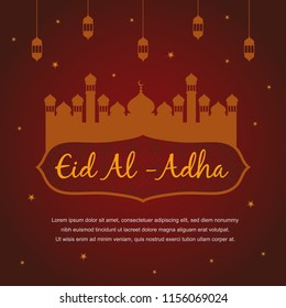 Eid Al Adha with Mosque Background Design Vector