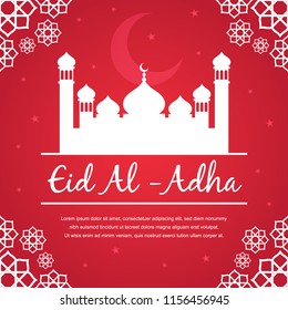 
Eid Al Adha with Mosque Background Design Vector