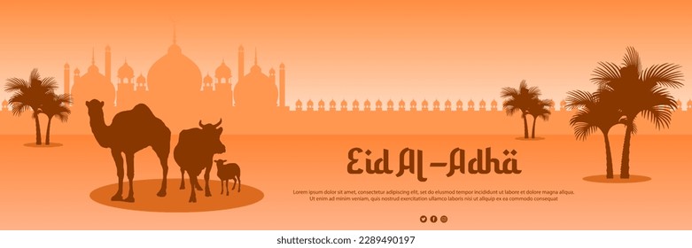 Eid Al Adha With Mosque Banner Background