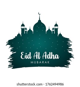 eid al adha mosque brush green vector background