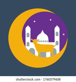 Eid Al Adha mit Moschee und Schafen