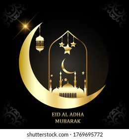 Eid Al Adha, Eid Mubaraak, Hajj Mabroor, simple Illustration, background dan card template and landing page.