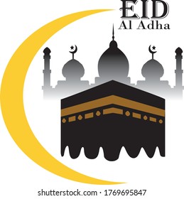 Eid Al Adha, Eid Mubaraak, Hajj Mabroor, simple Illustration, background dan card template and landing page.