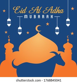 Eid al adha mubarak background with goat
