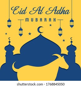 Eid al adha mubarak background with goat