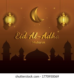 Eid Al Adha Mubarak Background, Eid Al Adha Flyer Design. Islamic Concept For Happy Edi Al Adha