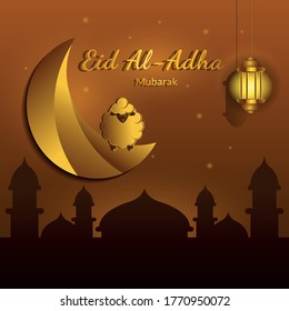 Eid al adha mubarak background, Eid al adha flyer design. Islamic concept for happy edi al adha