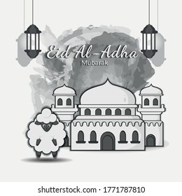 Eid Al Adha Mubarak Background, Eid Al Adha Flyer Design. Islamic Concept For Happy Edi Al Adha