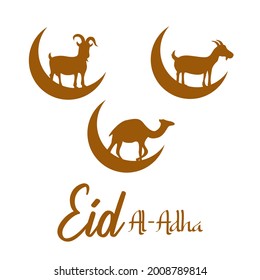 Eid al adha mubarak background with goat and camel  Vector