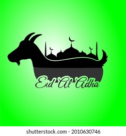 Eid al adha mubarak Hintergrund mit Ziegen und Moschee
