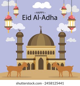 
Eid Al Adha Mubarak Background with Goat Concept