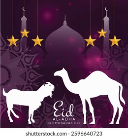 Eid Al Adha mubarak background design  Happy Bakra Id holy festival of Islam Muslim